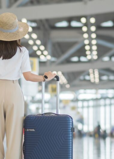 Lady travelling with insurance